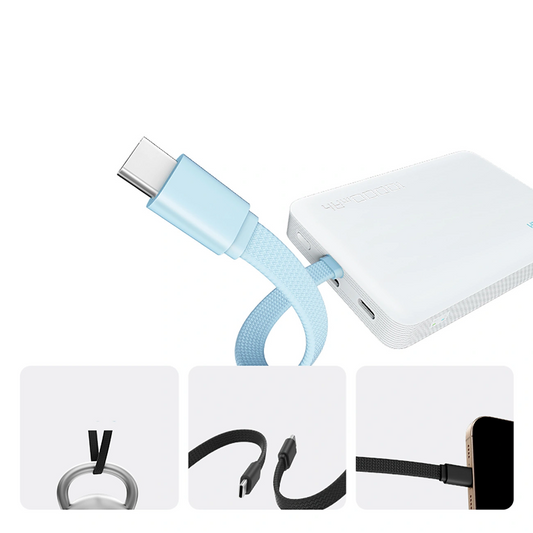 Trådløs Ekstern Batteri Cuktech CP132ML, 10000mAh, 22.5W, PD + QI, 2 x USB-C, Hvid