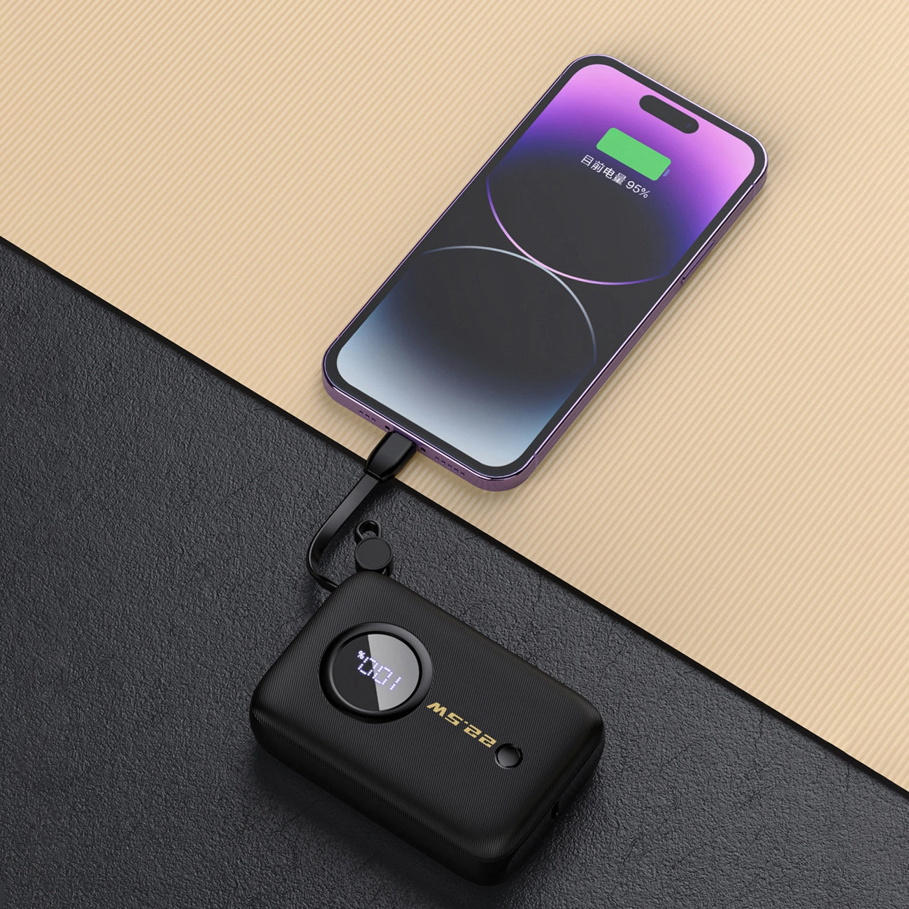 Ekstern Batteri Dudao K14, 10000mAh, 22.5W, QC + PD, 1 x Lightning - 1 x USB-A - 2 x USB-C, Sort