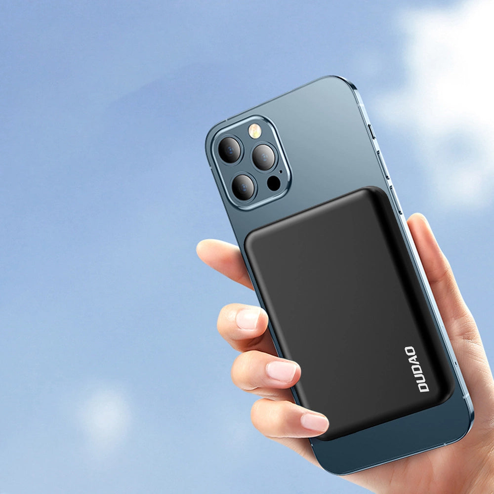 Ekstern Trådløs Batteri Dudao K14S, 5000mAh, 10W, PD + QI, 1 x QI - 1 x USB-C, Sort