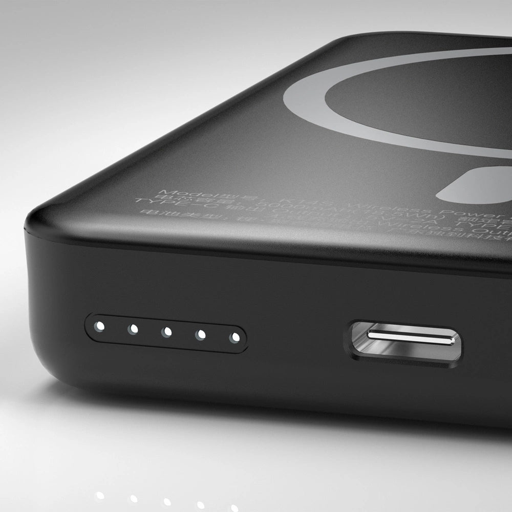 Ekstern Trådløs Batteri Dudao K14S, 5000mAh, 10W, PD + QI, 1 x QI - 1 x USB-C, Sort