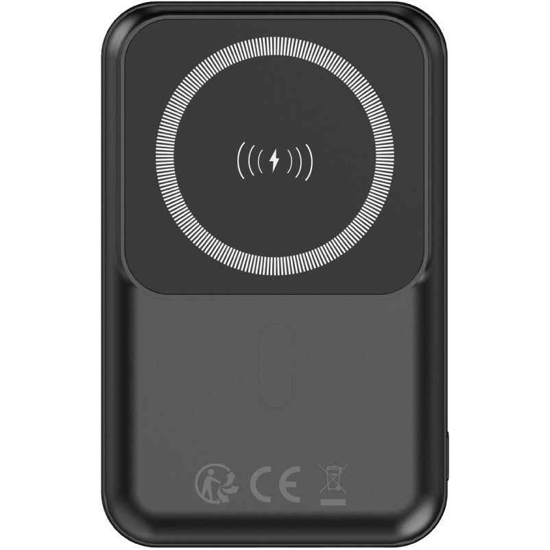 Forever MATB-100 trådløst eksternt batteri, 10000mAh, 22,5W, QC + PD + FQI, 1 x QI - 1 x USB-A - 1 x USB-C, sort