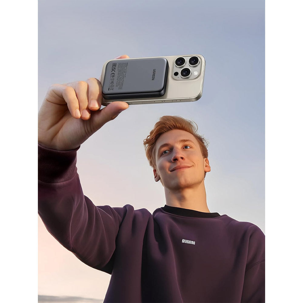 Trådløs Ekstern Batteri UGREEN PB561, 10000mAh, 20W, PD + FQI, 1 x QI - 1 x USB-C, Sort