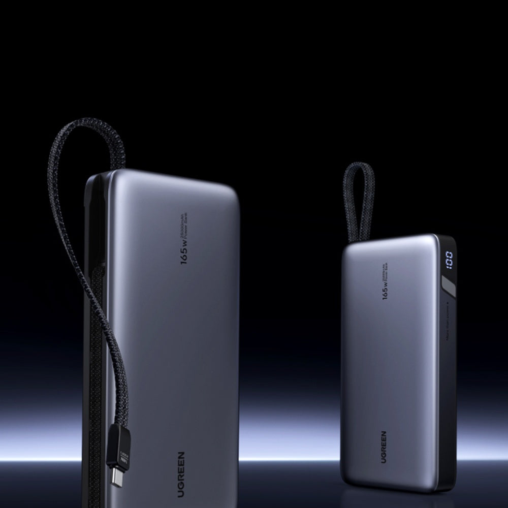 UGREEN PB726 Ekstern Batteri (55995B), 25000mAh, 165W, QC + PD, 1 x USB-A - 3 x USB-C, Grå