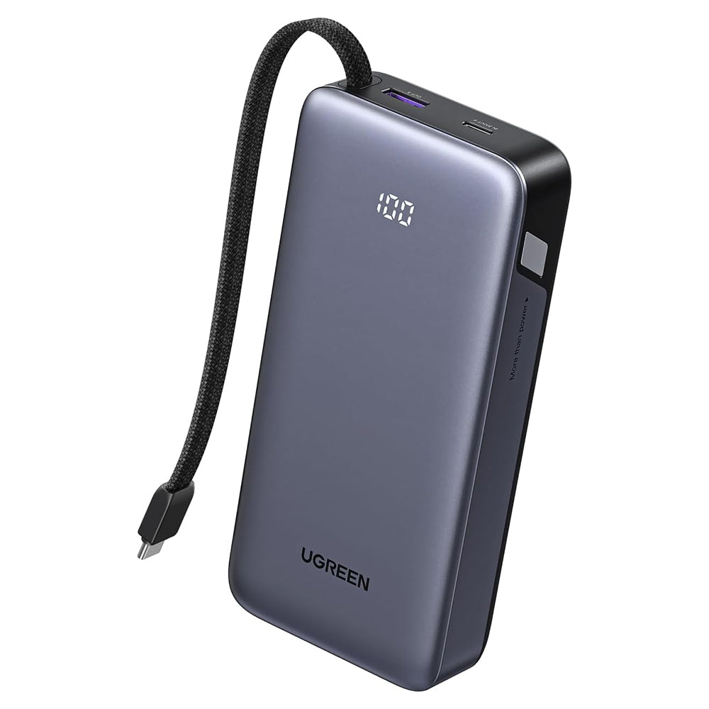Ekstern Batteri UGREEN PB536 (55988B), 20000mAh, 45W, QC + PD, 1 x USB-A - 2 x USB-C, Grå