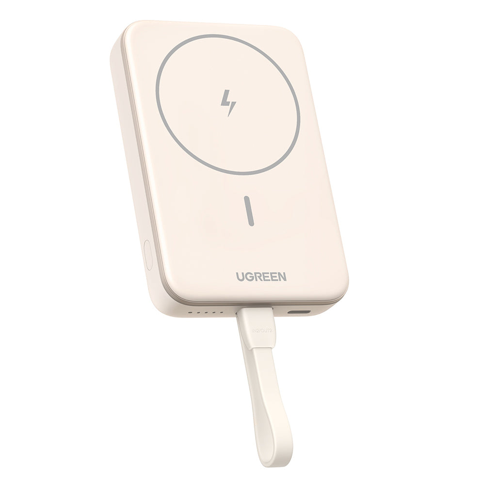 UGREEN PB760 Wireless External Battery, 10000mAh, 20W, PD + FQI, 1 x QI - 1 x USB-C, Beige