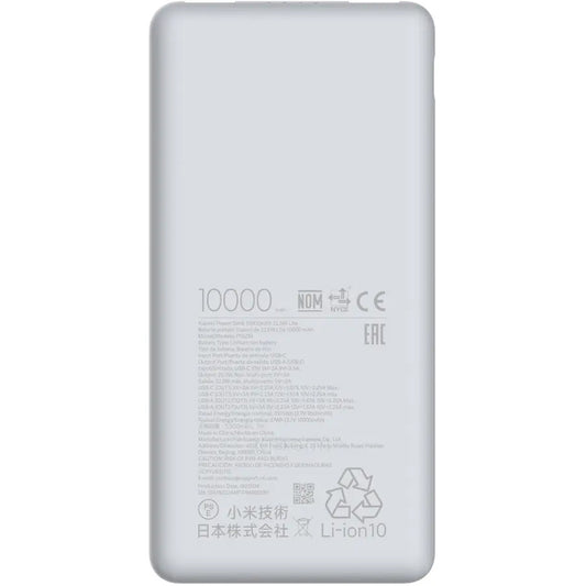 Ekstern Batteri Xiaomi Lite, 10000mAh, 22.5W, QC + PD, 1 x USB-C - 2 x USB-A, Hvid BHR9350GL