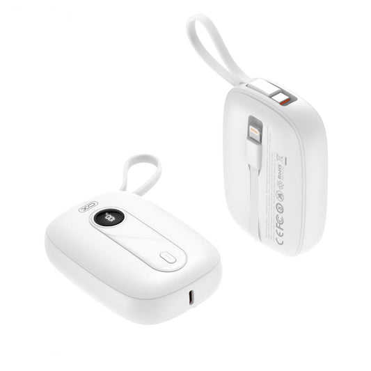 Ekstern Batteri XO Design PR246, 10000mAh, 22.5W, PD, 1 x Lightning - 2 x USB-C, Hvid