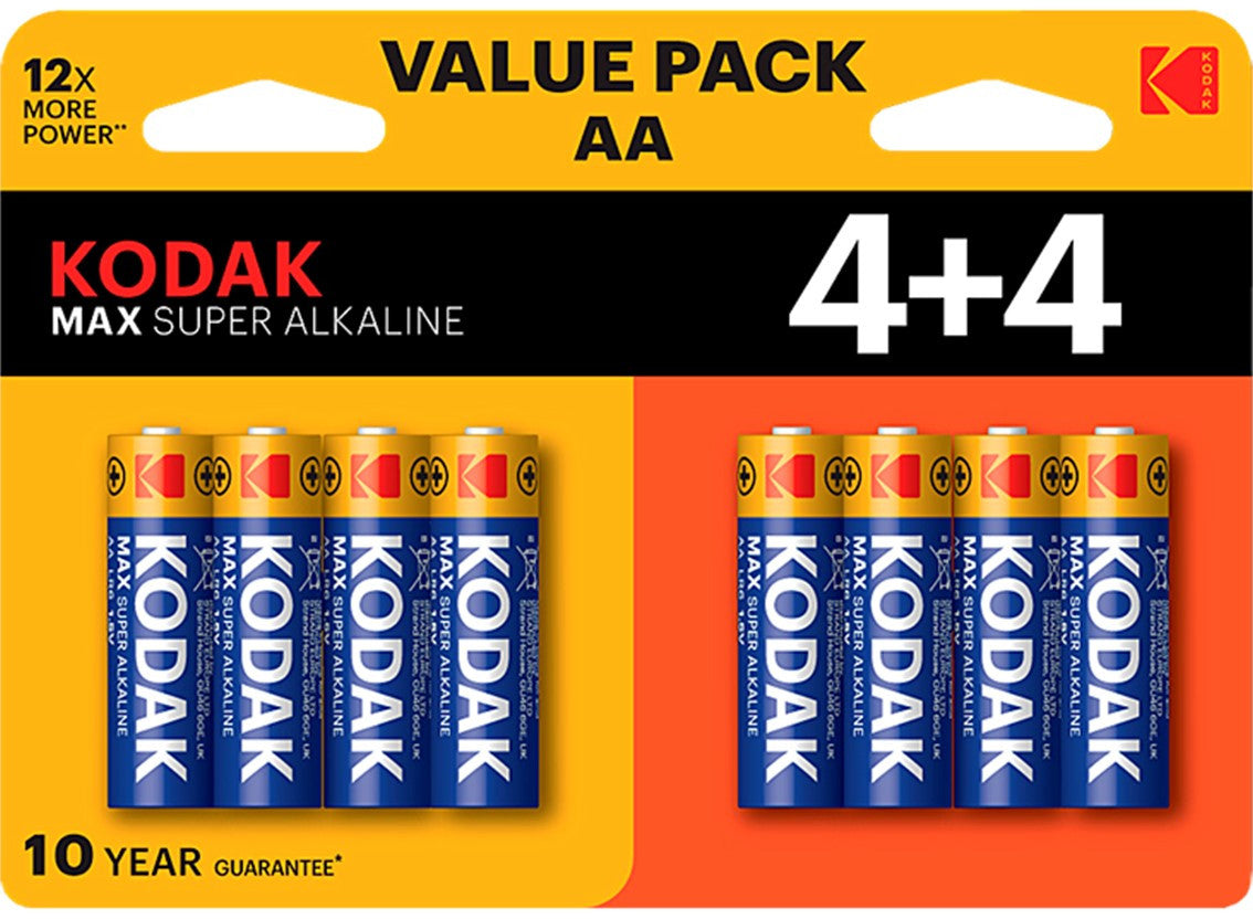 Kodak Max Super Alkaline batteri, AA / LR6, sæt med 8 stk