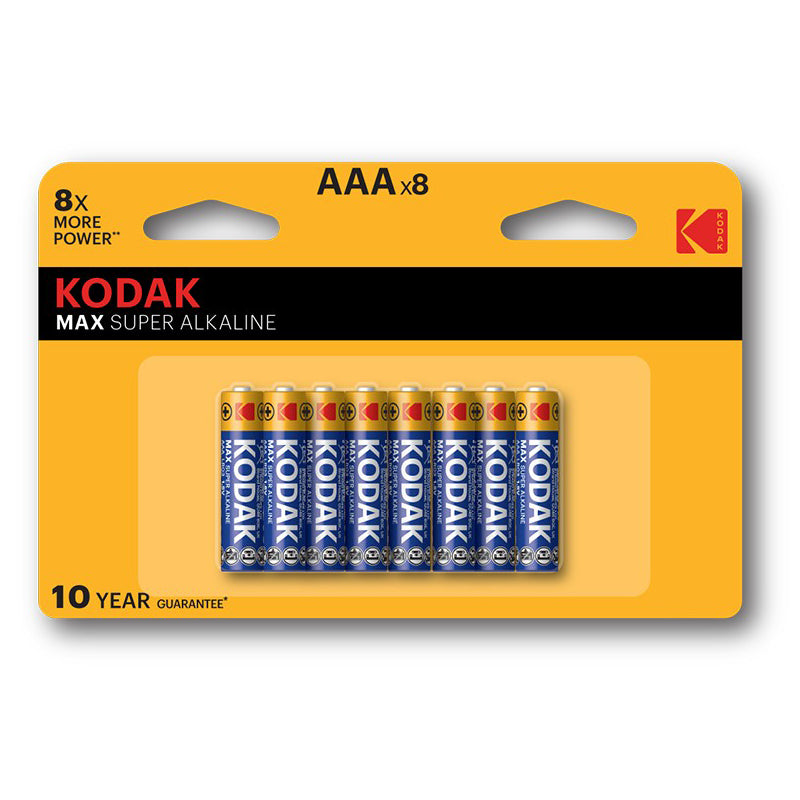 Kodak Max Super Alkaline batteri, AAA / LR3, sæt med 8 stk