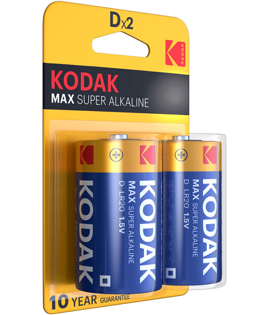 Kodak Max Super batteri, LR20, sæt med 2 stk.