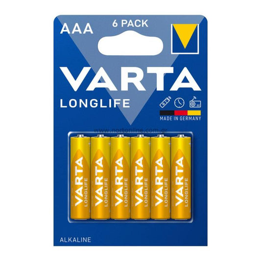 Varta Longlife 4103 batterier, AAA / LR3, sæt med 6 stk.