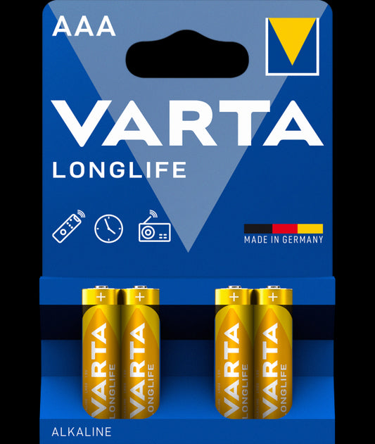 Varta Longlife 4903 batterier, AAA / LR3, sæt med 4 stk.