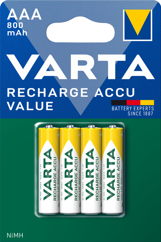 Varta Professional Genopladeligt batteri, AAA / LR3, 800mAh, sæt med 4 stk.