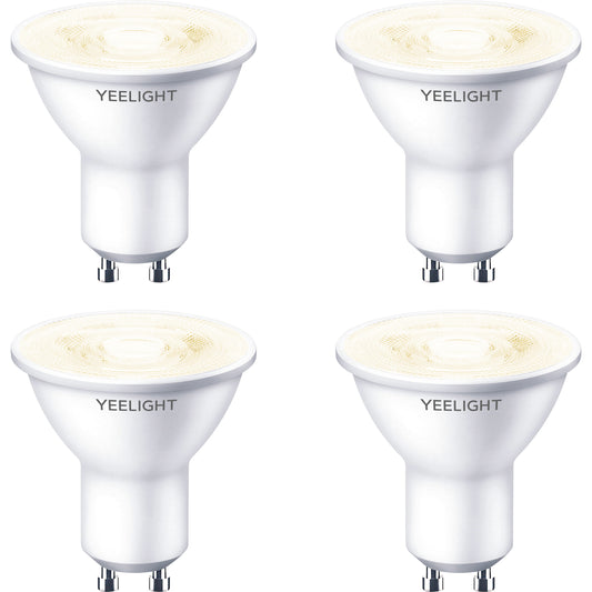 Yeelight W1 LED-pære, Wi-Fi, GU10, 4,8W, 2700K, 350lm, sæt med 4 stk, hvid YLDP004