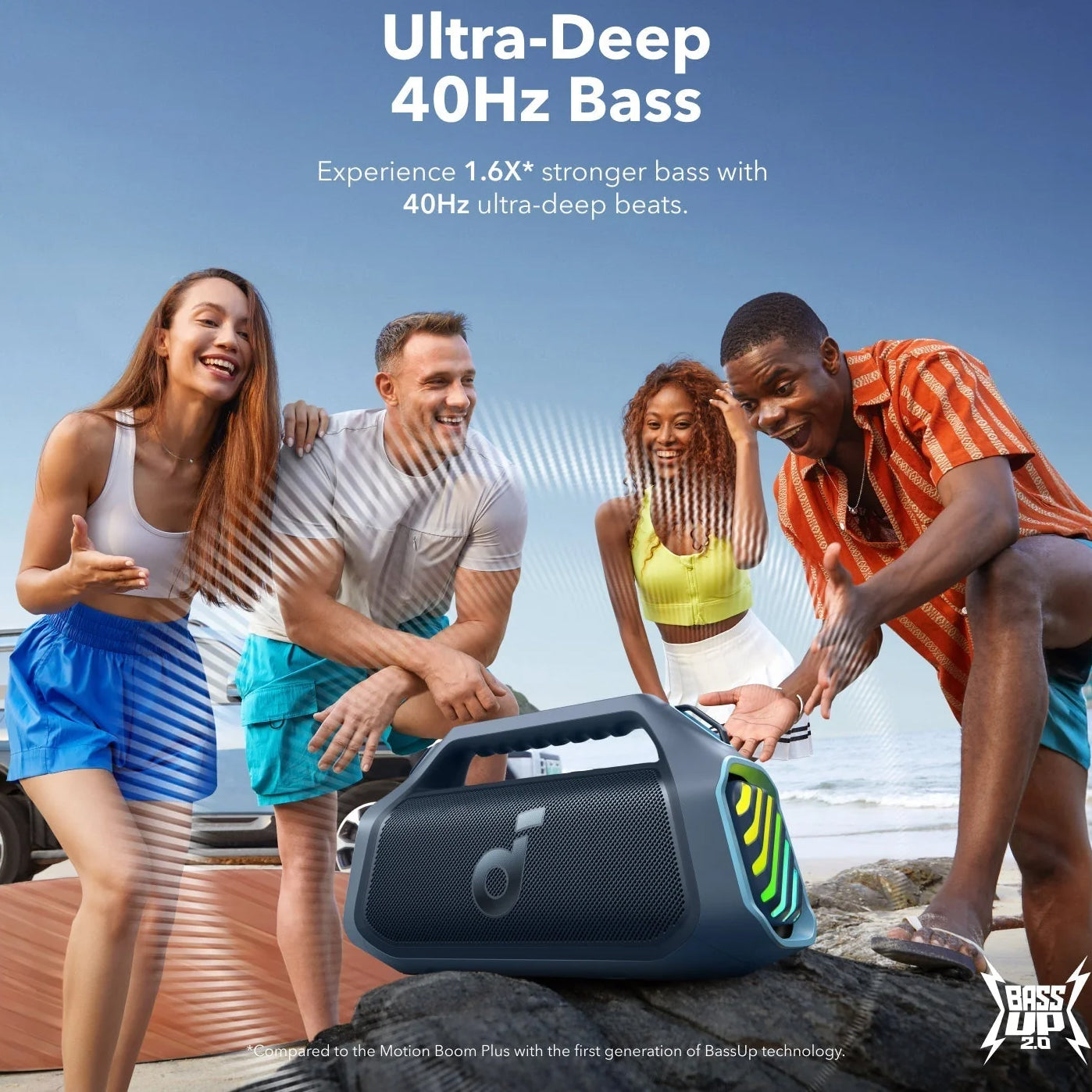 Bærbar Bluetooth-højttaler Anker SoundCore Boom 2 Plus, 140W, TWS, RGB, Vandtæt, Blå A3134031