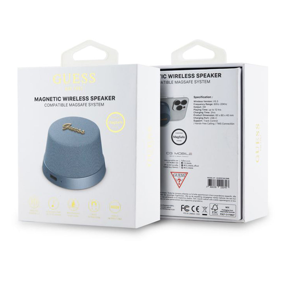 Bærbar Bluetooth Højttaler Guess Stand Magnetic Script Metal, 3W, Blå