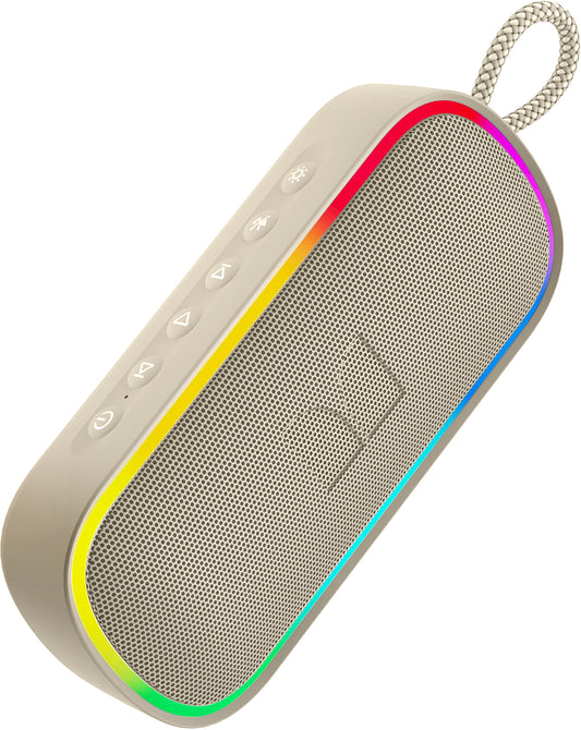 Monster S150 Plus bærbar Bluetooth-højttaler, 40W, TWS, RGB, vandtæt, lys creme