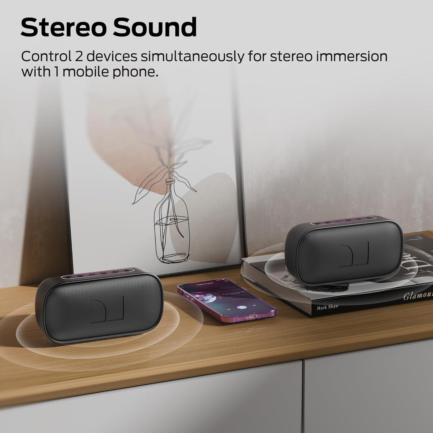 Bærbar Bluetooth-højttaler Monster S150, 14W, TWS, RGB, Vandtæt, Sort