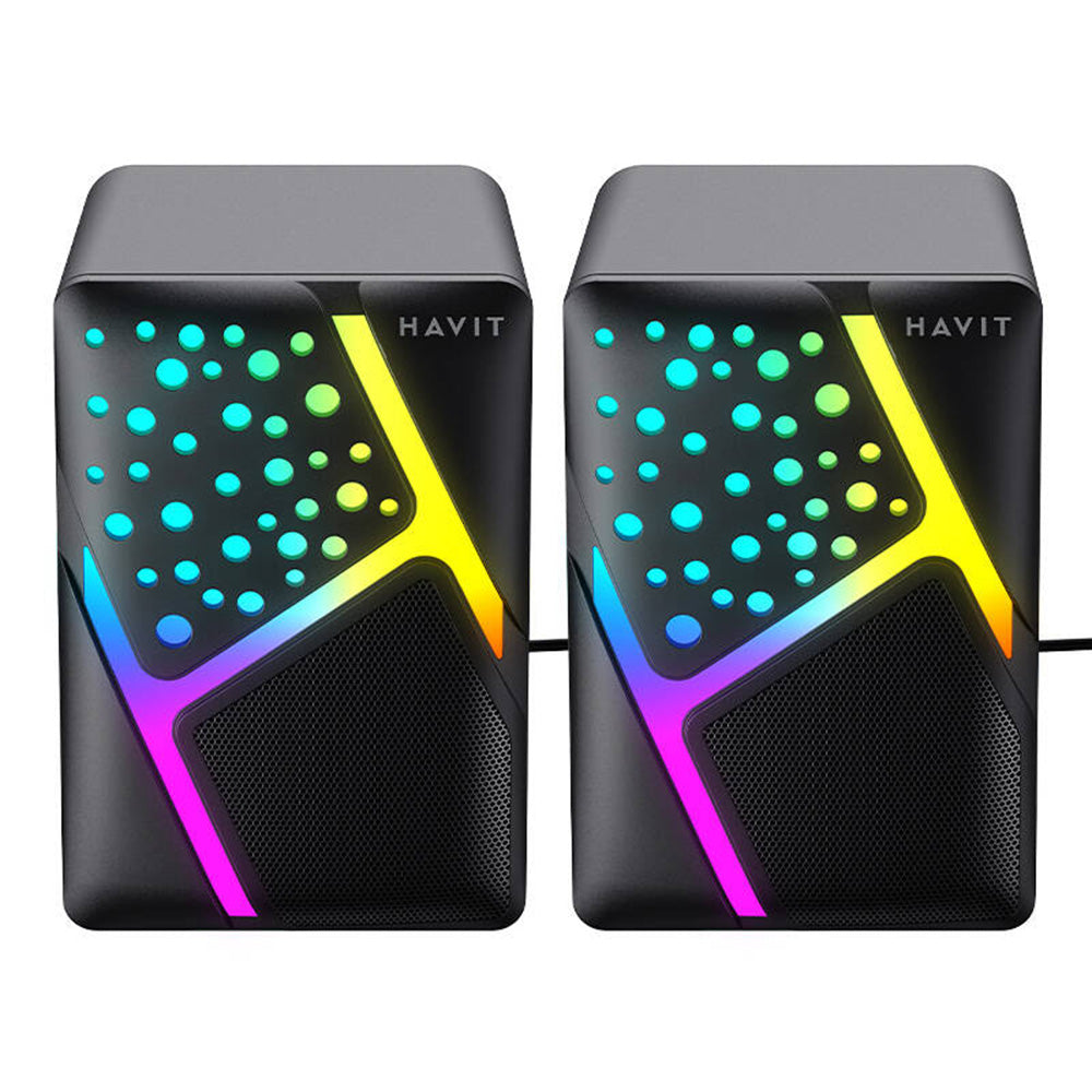 Gaminghøjttalere HAVIT SK763, 2 x 3W, RGB, USB-A, Sort