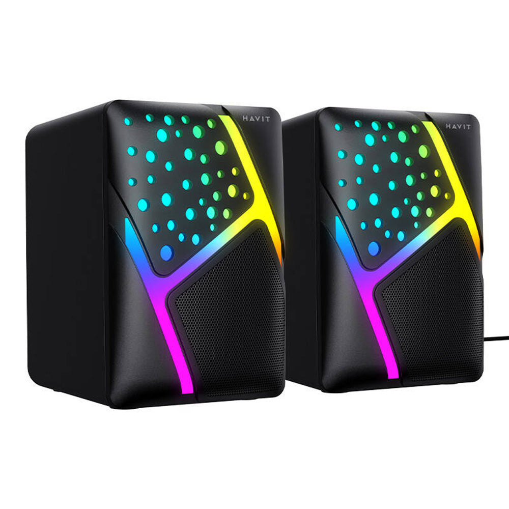 Gaminghøjttalere HAVIT SK763, 2 x 3W, RGB, USB-A, Sort