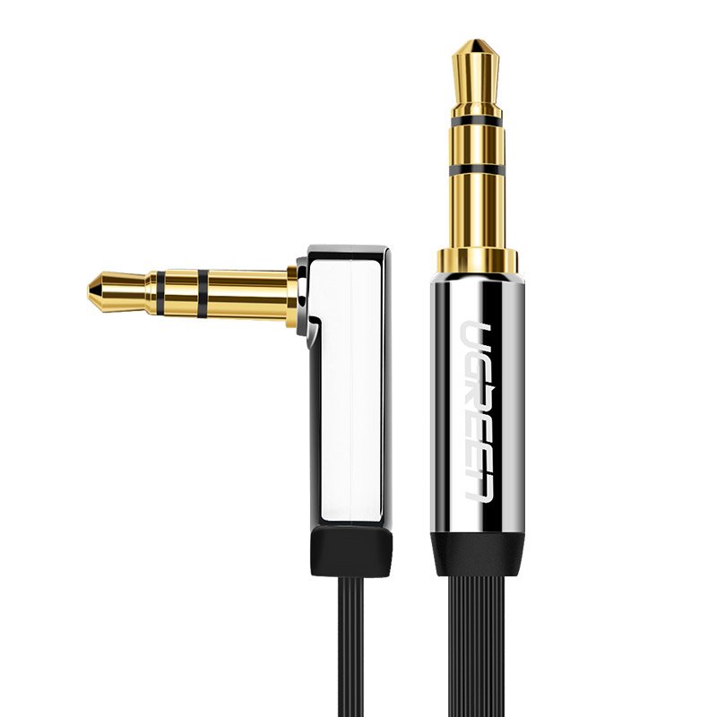 Audio Kabel 3.5mm - 3.5mm UGREEN AV112 Angled, 1m, Sort