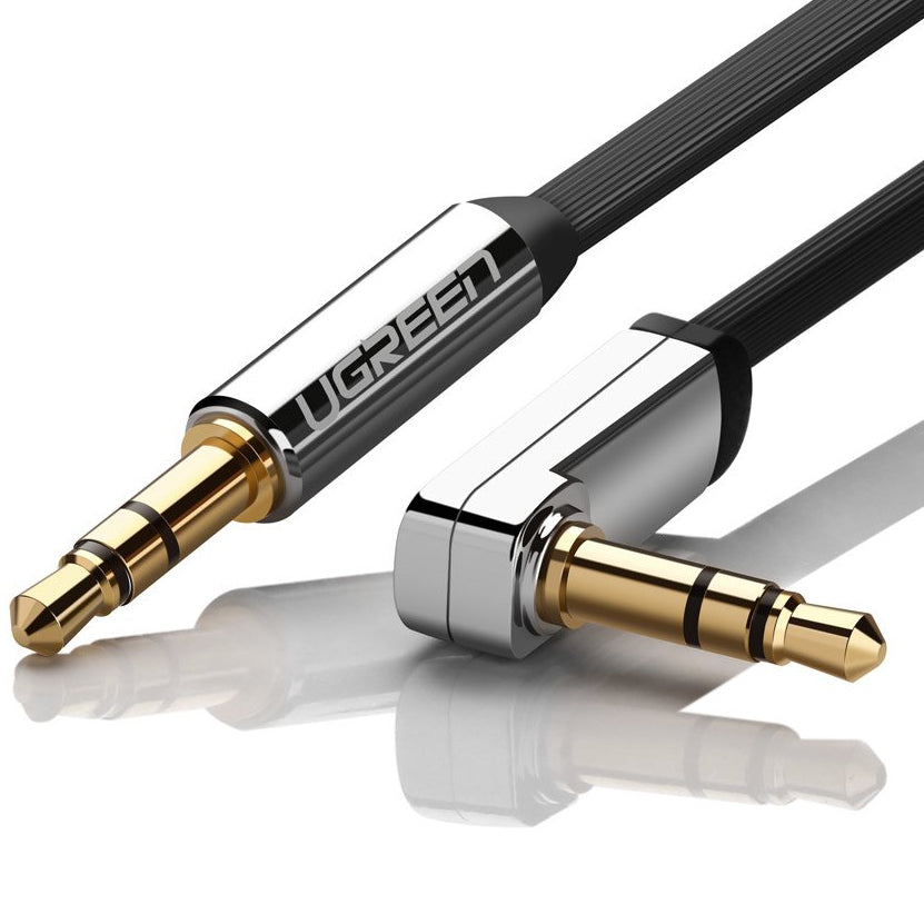 Audio Kabel 3.5mm - 3.5mm UGREEN AV112 Angled, 1m, Sort