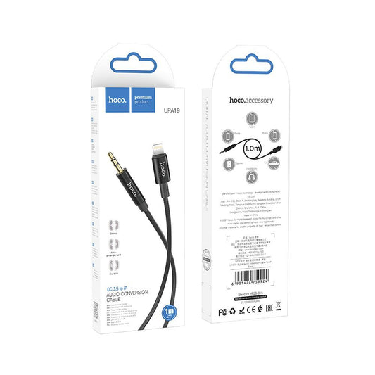 Lydkabel 3,5 mm - Lightning HOCO UPA19, 1 m, sort