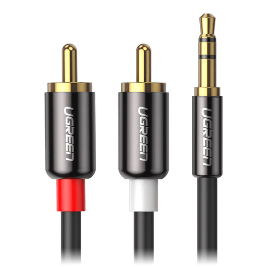 Lydkabel 3,5 mm - 2 x RCA UGREEN AV116, 3 m, grå