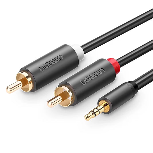 Lydkabel 3,5 mm - 2 x RCA UGREEN AV102, 3 m, sort