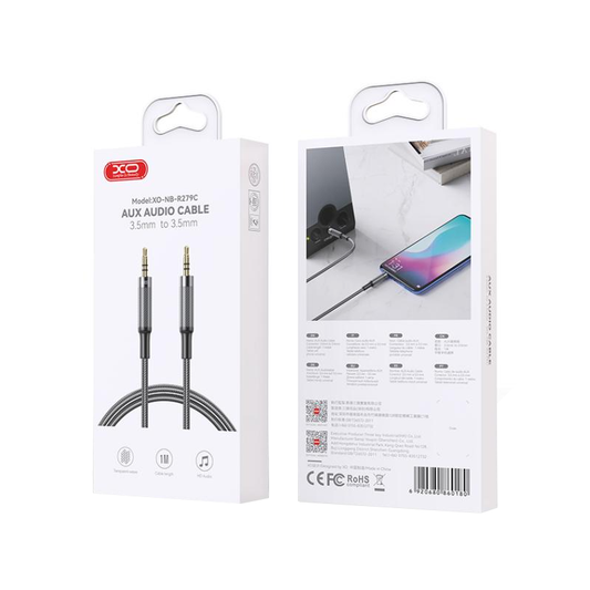 Audio kabel 3.5mm - 3.5mm XO Design NB-R279C, 1m, Sort