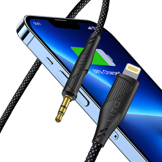 Audio kabel Lightning - 3.5mm Lito LA02, 1m, Sort