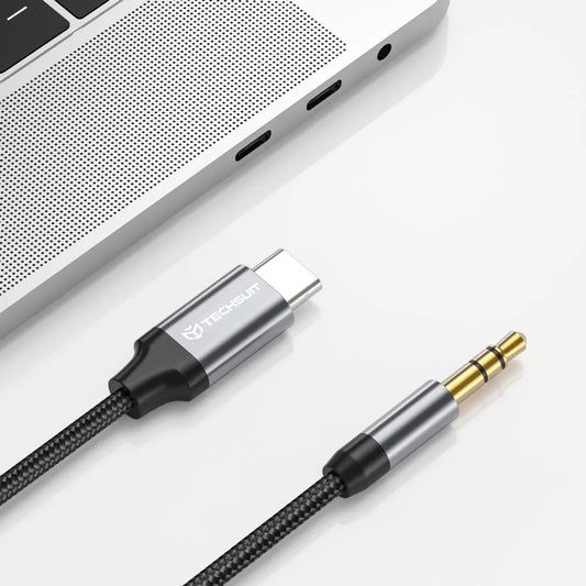 Audio kabel USB-C - 3.5mm Techsuit AC11 FuseXound, 0.5m, Grå