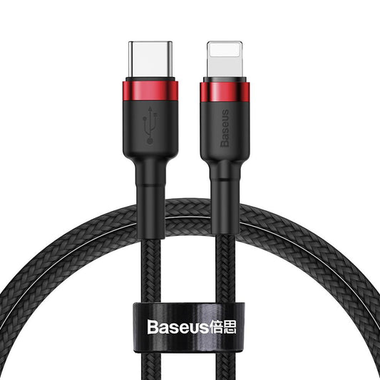 Data- og opladningskabel USB-C - Lightning Baseus Cafule, 18W, 1m, rød CATLKLF-91