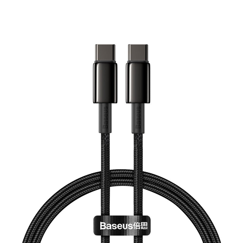 USB-C data- og opladningskabel - USB-C Baseus Tungsten Baseus Tungsten Gold, 100W, 1m, sort CATWJ-01 CATWJ-01