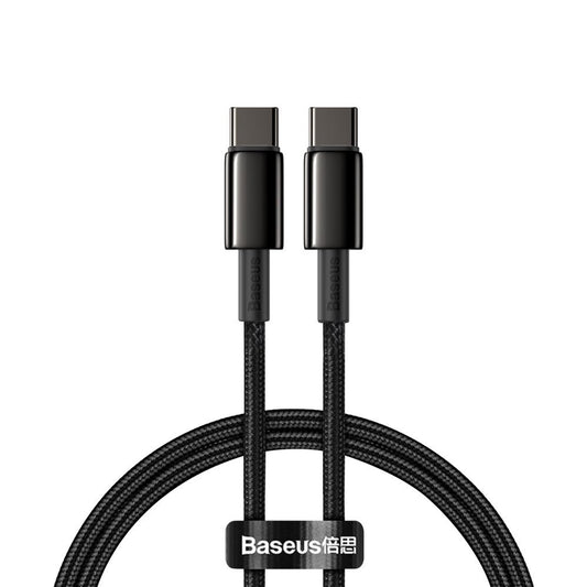 USB-C data- og opladningskabel - USB-C Baseus Tungsten Baseus Tungsten Gold, 100W, 1m, sort CATWJ-01 CATWJ-01