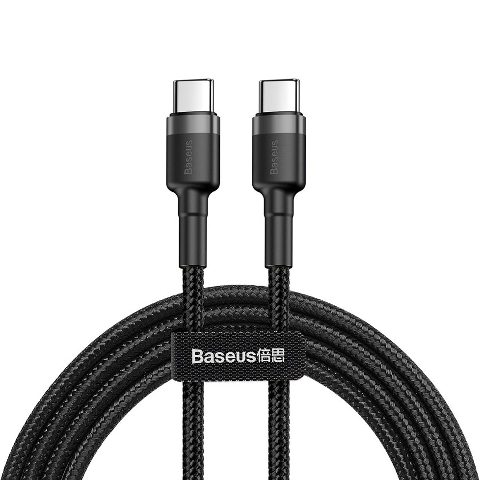USB-C Data- og Opladningskabel - USB-C Baseus Cafule, 60W, 2m, Sort CATKLF-HG1