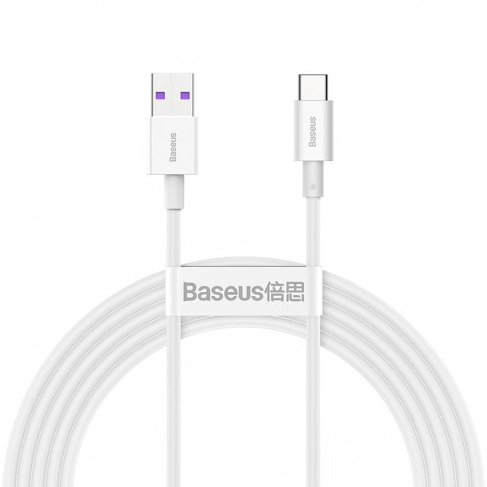 USB-A til USB-C data- og opladningskabel Baseus Superior Series, 66W, 2m, hvid CATYS-A02