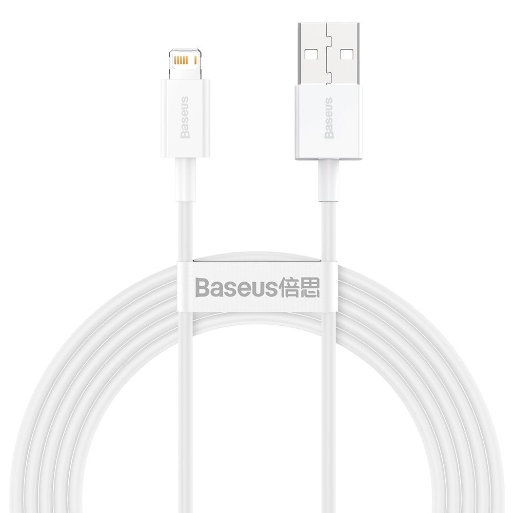 Data- og opladningskabel USB-A - Lightning Baseus Superior Series, 20W, 2m, hvid CALYS-C02