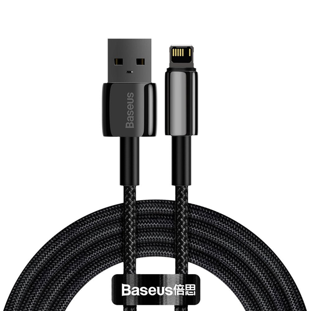 USB til Lightning Data- og Opladningskabel Baseus Tungsten Gold, 2m, 2.4A, Sort CALWJ-A01