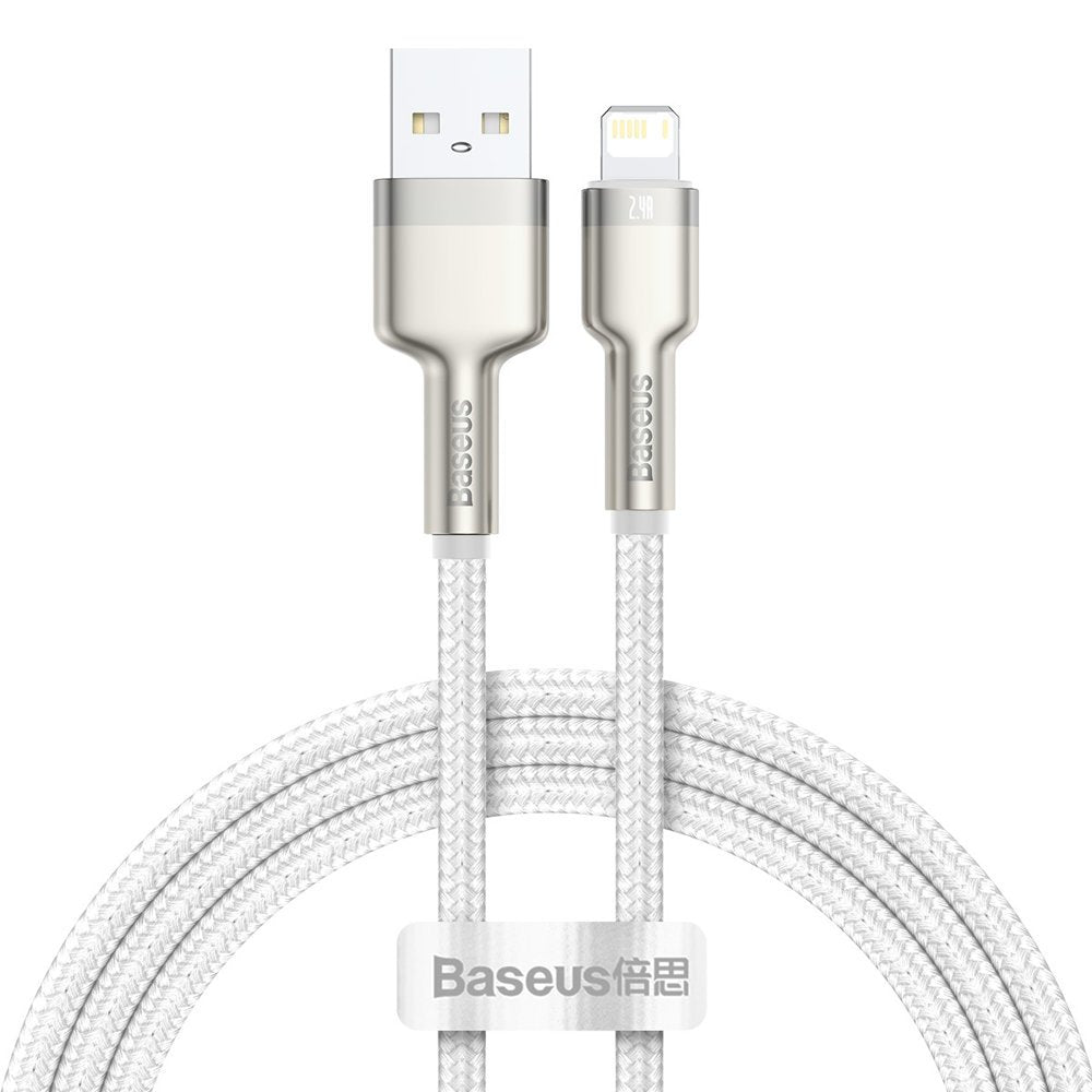 Data- og opladningskabel USB-A - Lightning Baseus Cafule Metal Series, 18W, 1m, hvid CALJK-A02