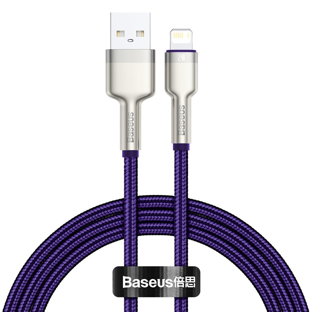 Data- og opladningskabel USB-A - Lightning Baseus Cafule Metal Series, 18W, 1m, Lilla CALJK-A05