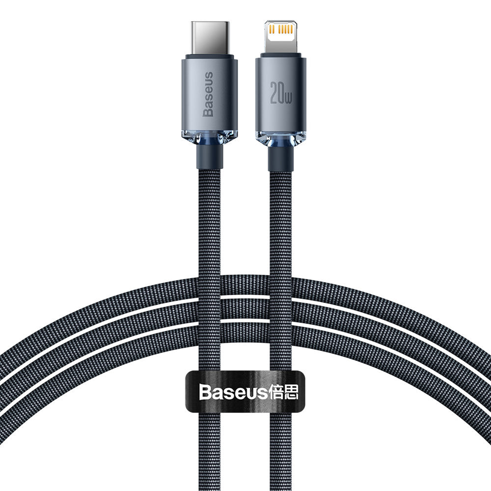 Data- og opladningskabel USB-C - Lightning Baseus Crystal Shine Series, 20W, 1.2m, Sort CAJY000201