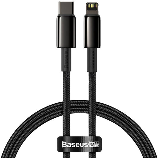 Data- og opladningskabel USB-C - Lightning Baseus Tungsten Tungsten Gold, 20W, 1m, sort CATLWJ-01 CATLWJ-01