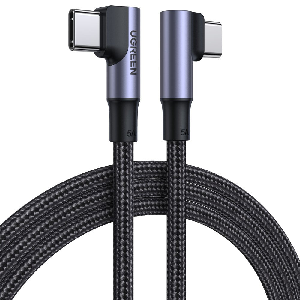 USB-C data- og opladningskabel - USB-C UGREEN US335 vinklet, 100W, 1m, sort