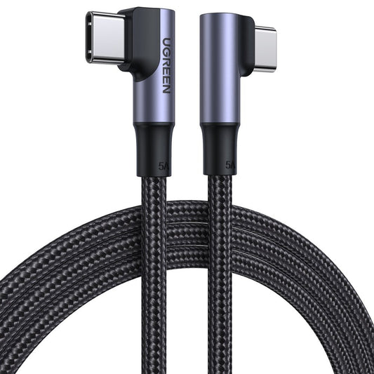 USB-C data- og opladningskabel - USB-C UGREEN US335 vinklet, 100W, 1m, sort