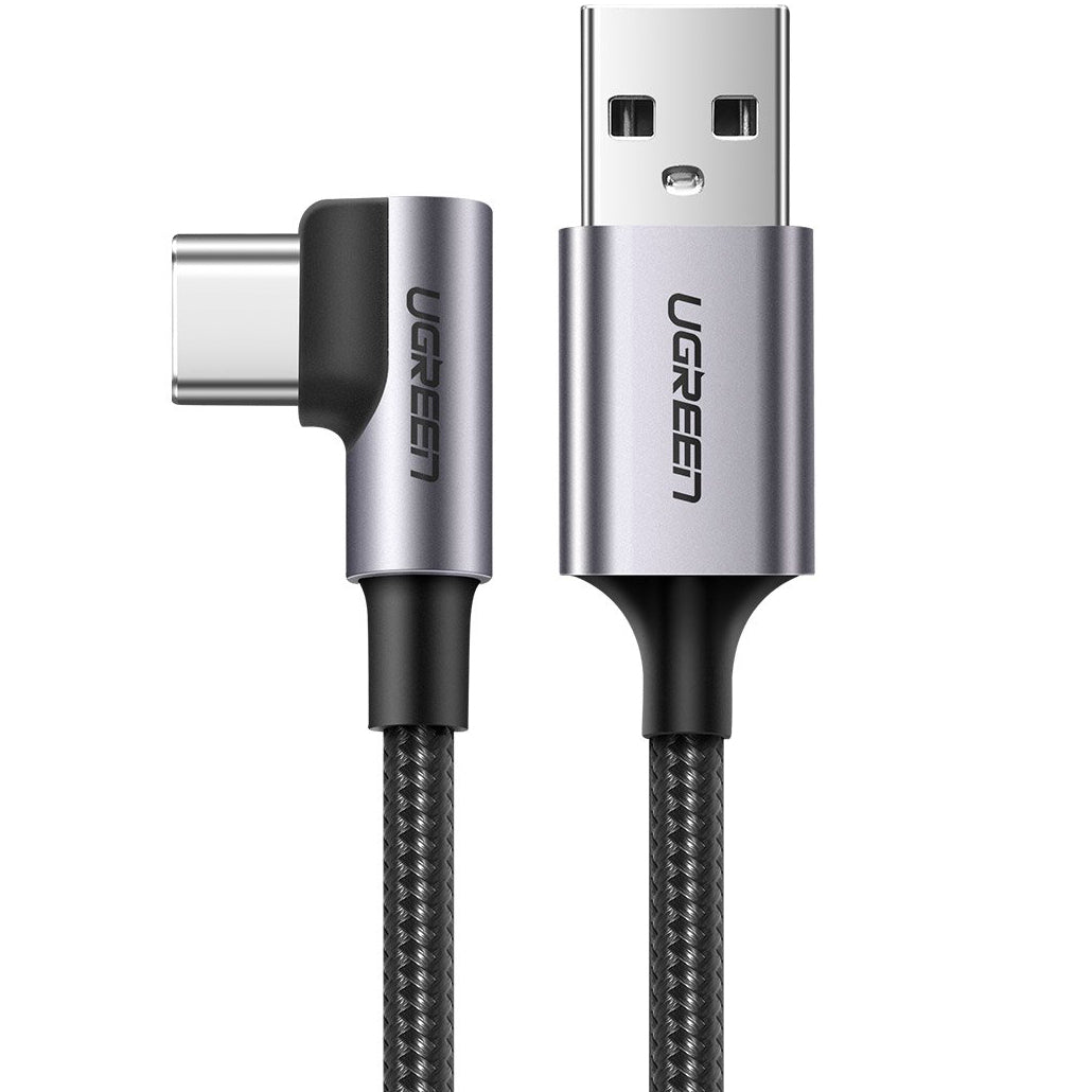 Data- og opladningskabel USB-A - USB-C UGREEN US284 Angled, 18W, 1m, Grå