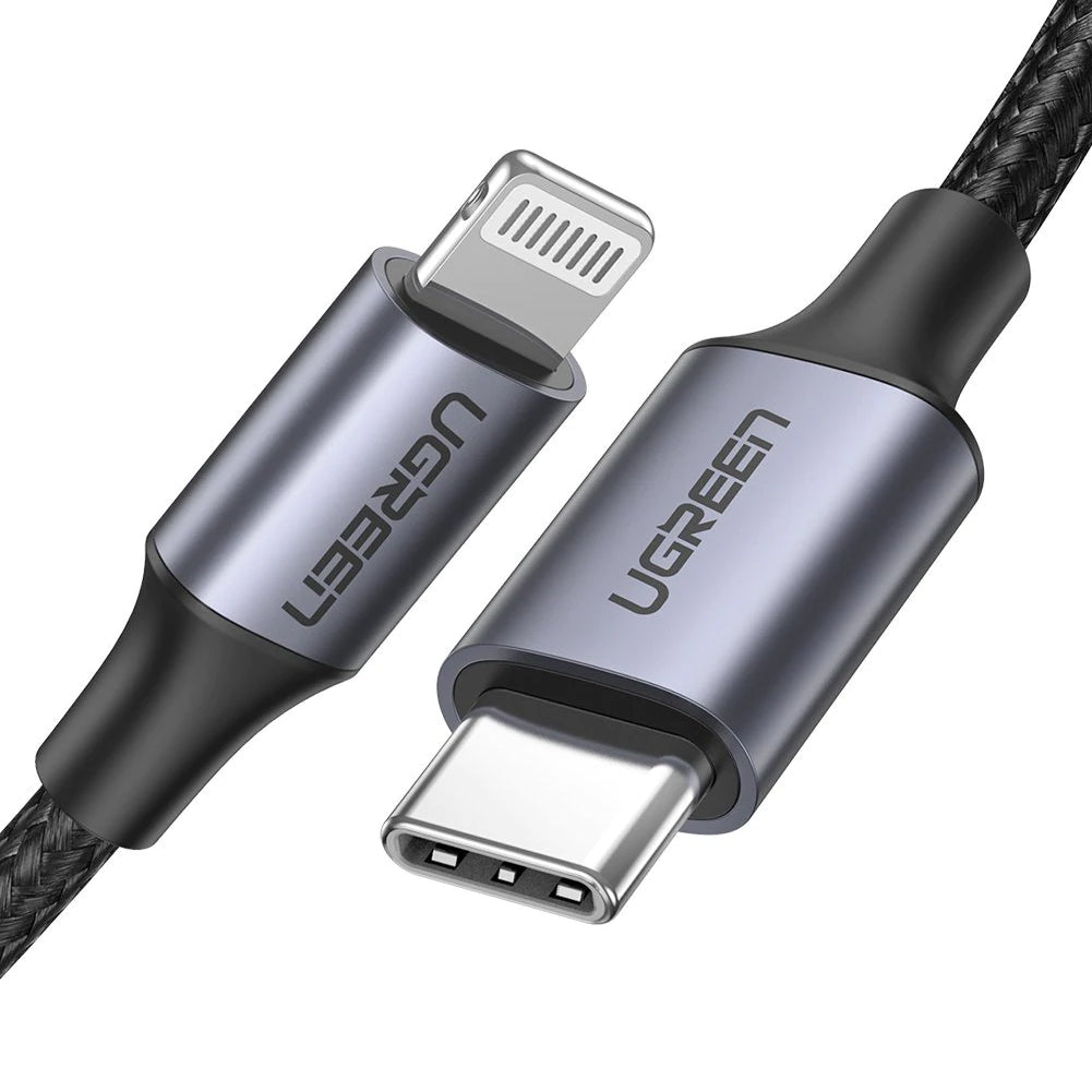 Data- og opladningskabel USB-C - Lightning UGREEN US304, 20W, 1m, Sort