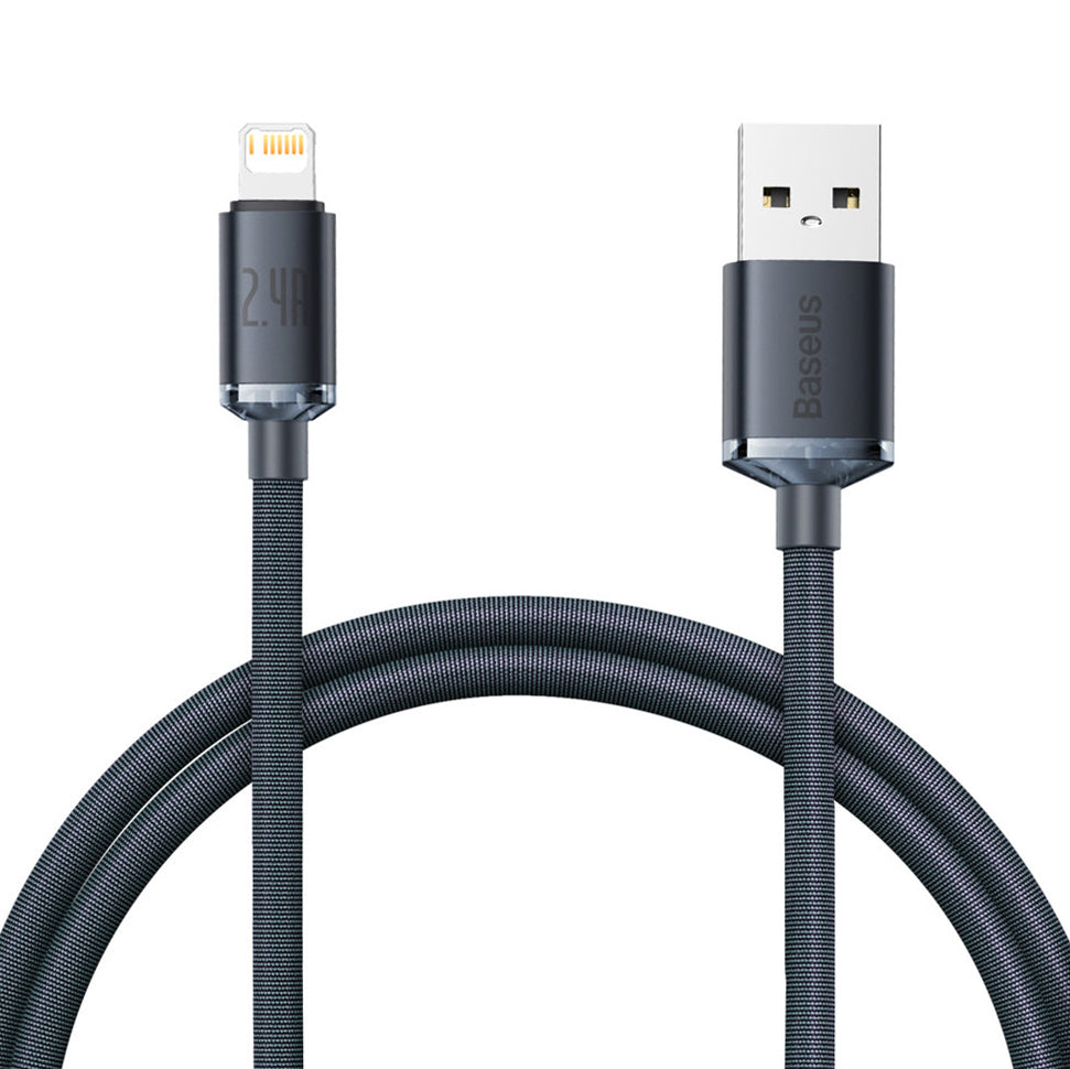 USB-A til Lightning data- og opladningskabel Baseus Crystal Shine Series, 20W, 1,2m, sort CAJY000001
