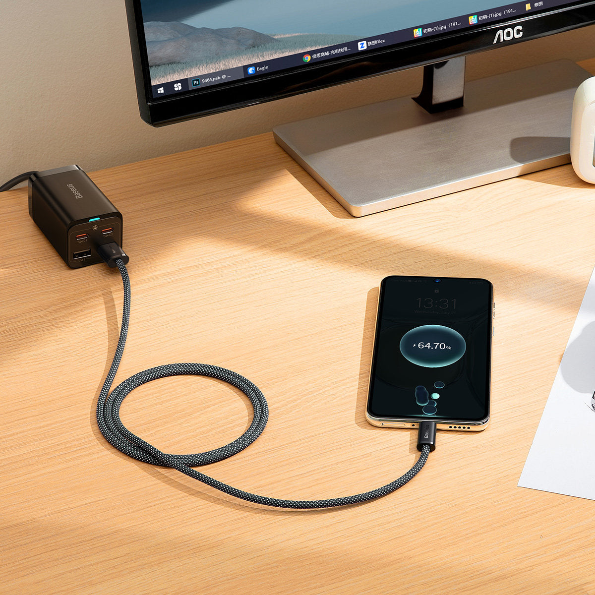 Data- og opladningskabel USB-A - USB-C Baseus Dynamic Series, 100W, 1m, grå CALD000616