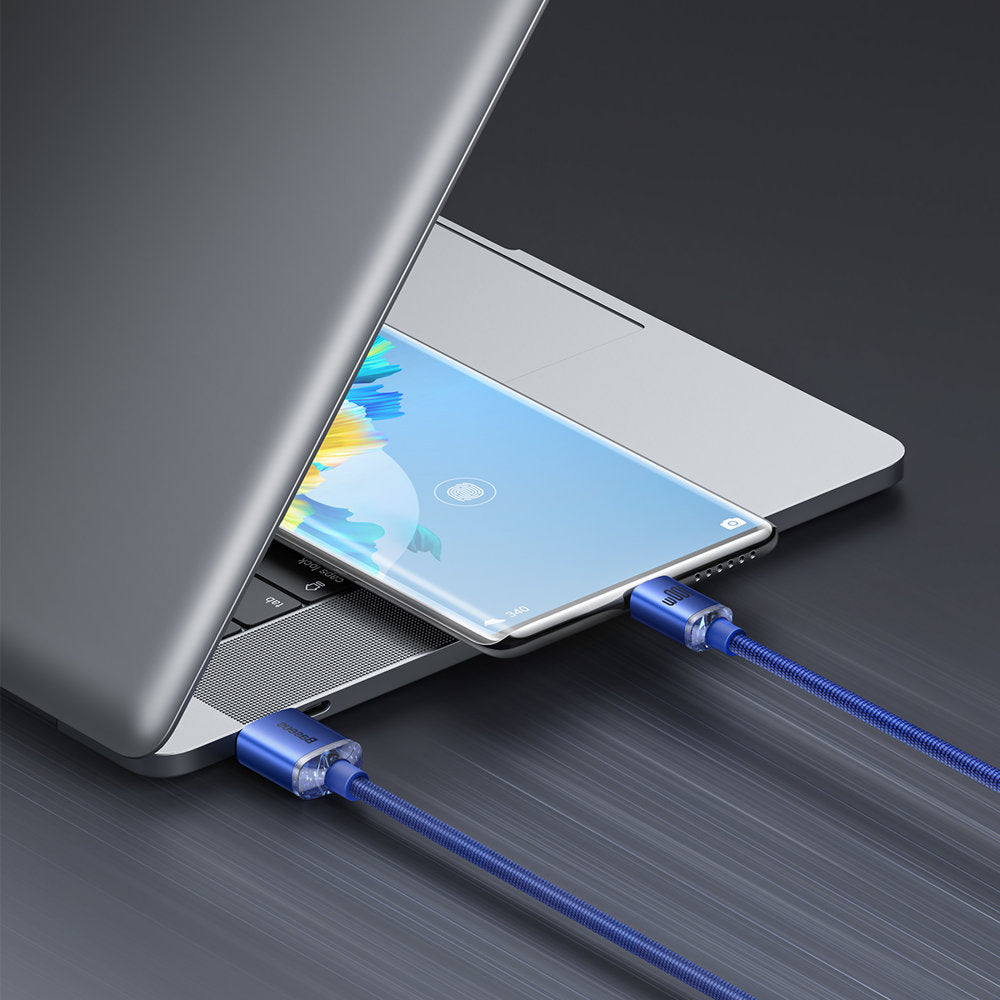 USB-A til USB-C Baseus Crystal Shine Series data- og opladningskabel, 100W, 2m, blå CAJY000503